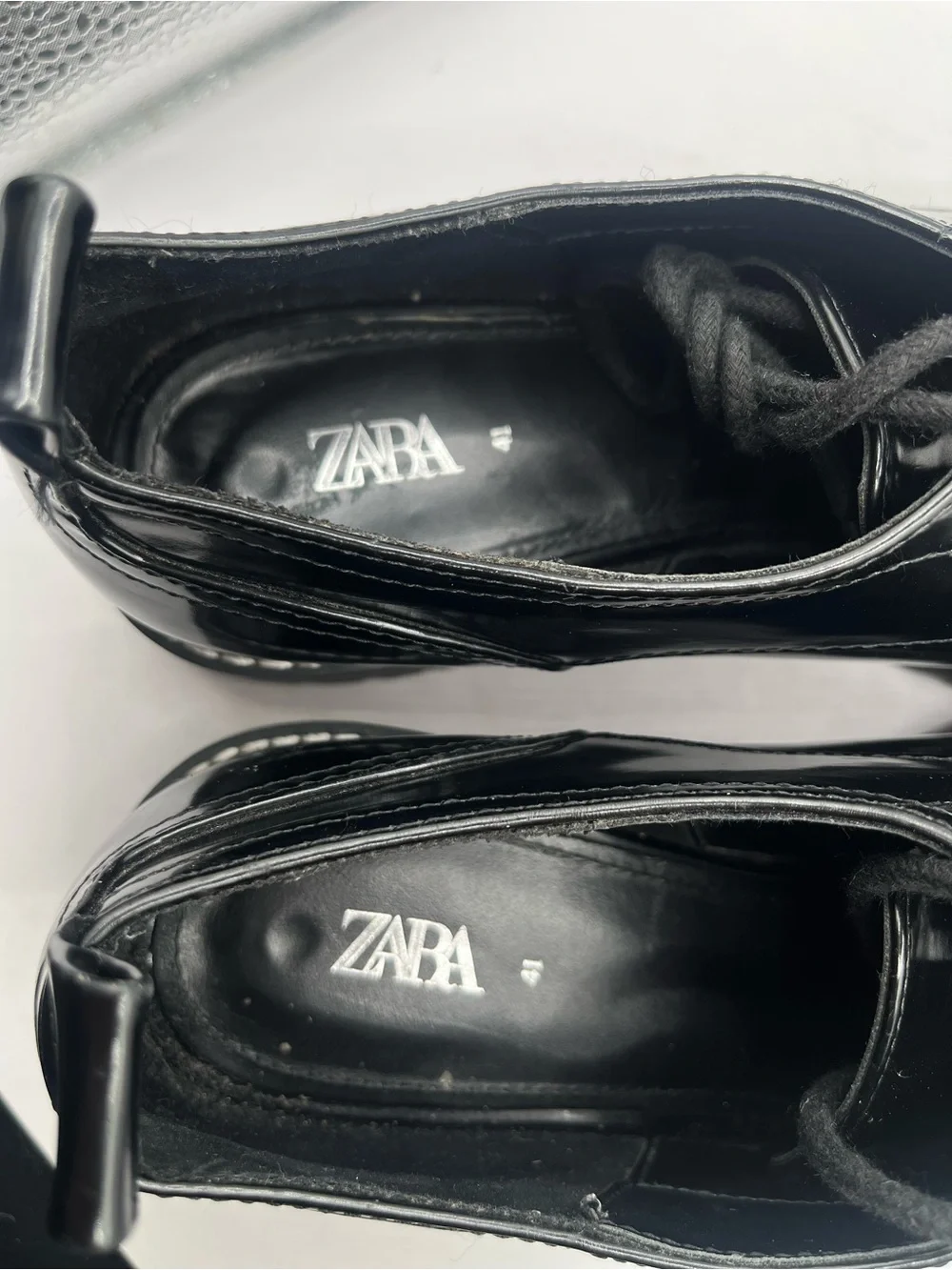 Zara Men's EU 41/US 8.5 Women's 41/US 10 Black Lace-Up Platform Derby Shoes